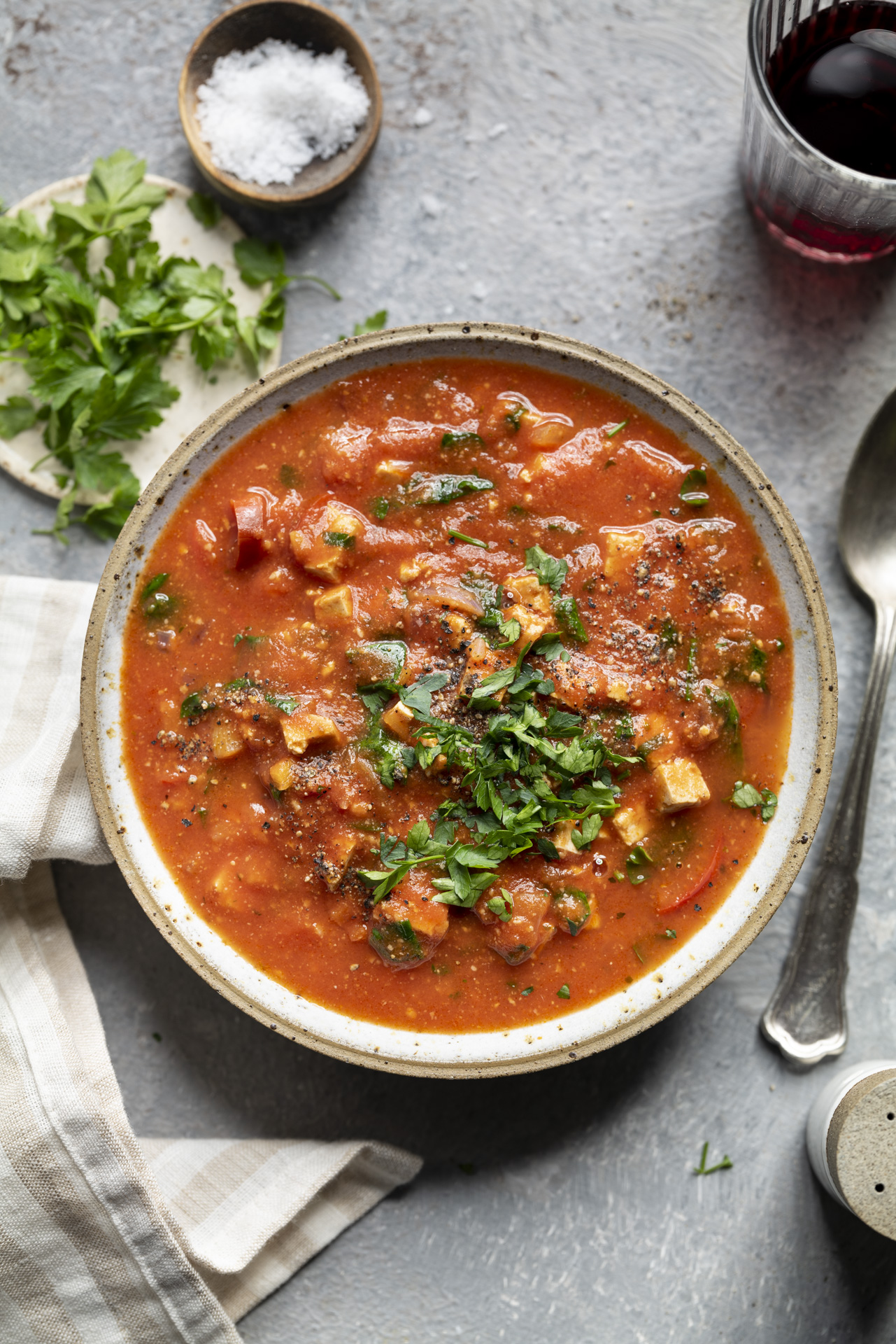 Vegane Pizza-Suppe
